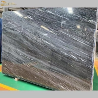 Silver Wave Marble Slab with Grey and White Veins