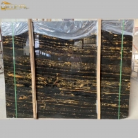 Portoro Gold Marble Slab with Black and Gold Veins